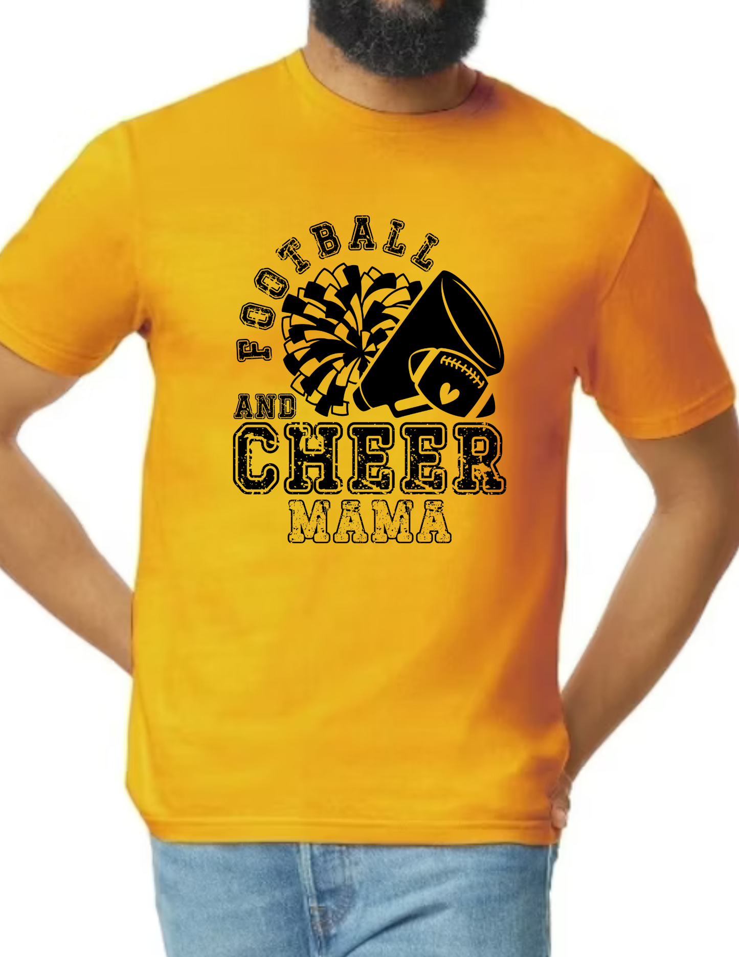 Football & Cheer Mom Throwback, Black- Gold