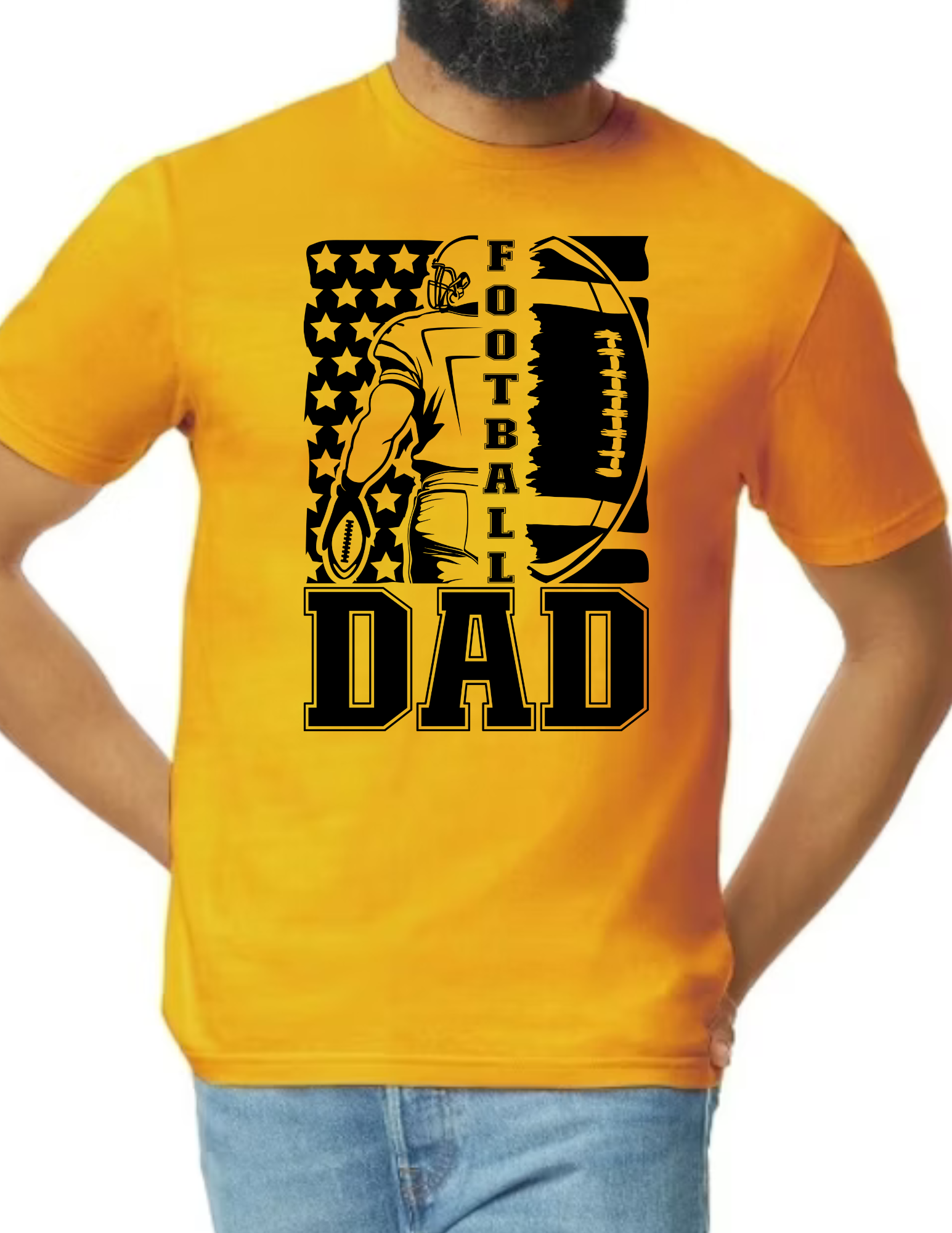 Football Dad Flag- Gold (CUSTOMIZED NAME ON BACK)