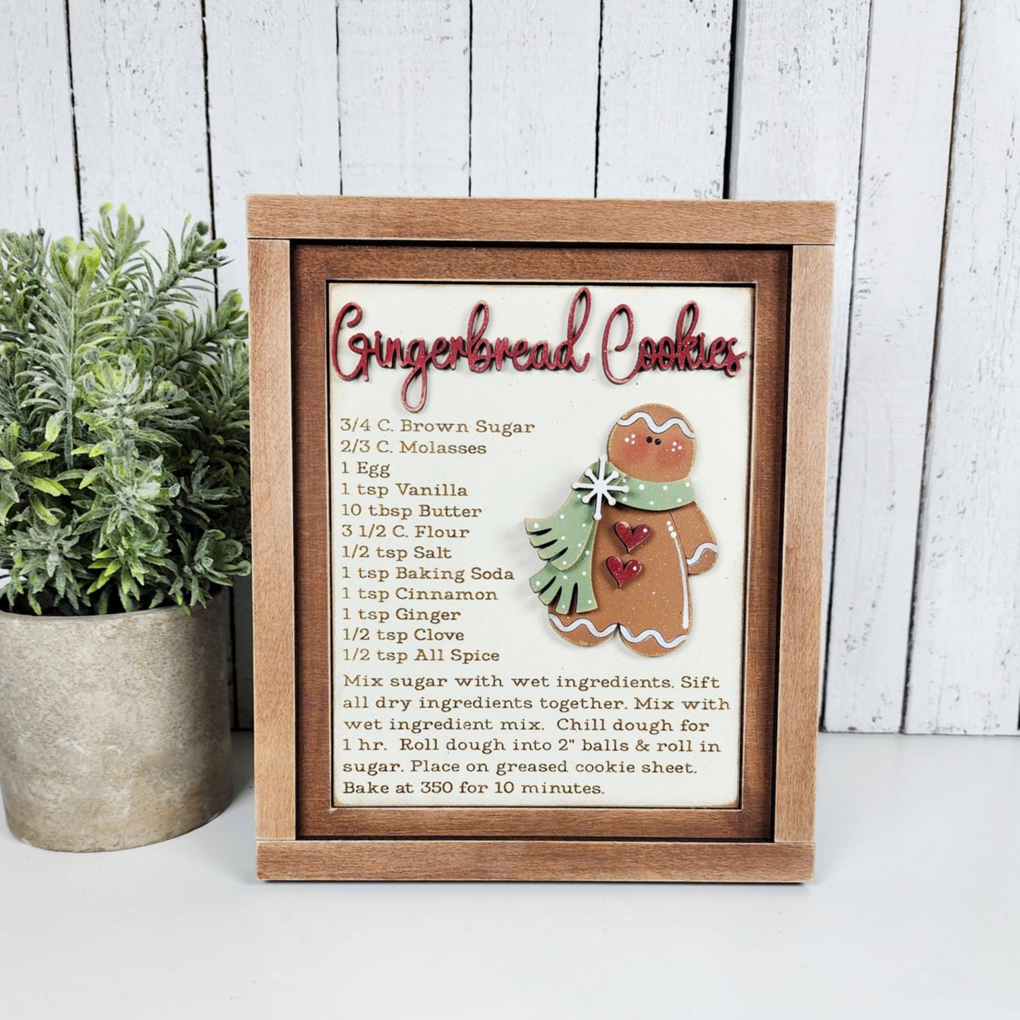 Victorian Gingerbread Christmas Sign Quad with Stands OR Frames