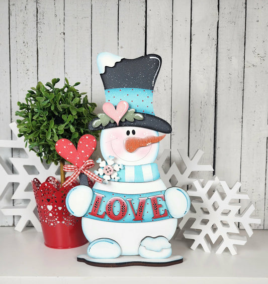Valentine Snowman Love Shelf Sitter- Paint Party Kit