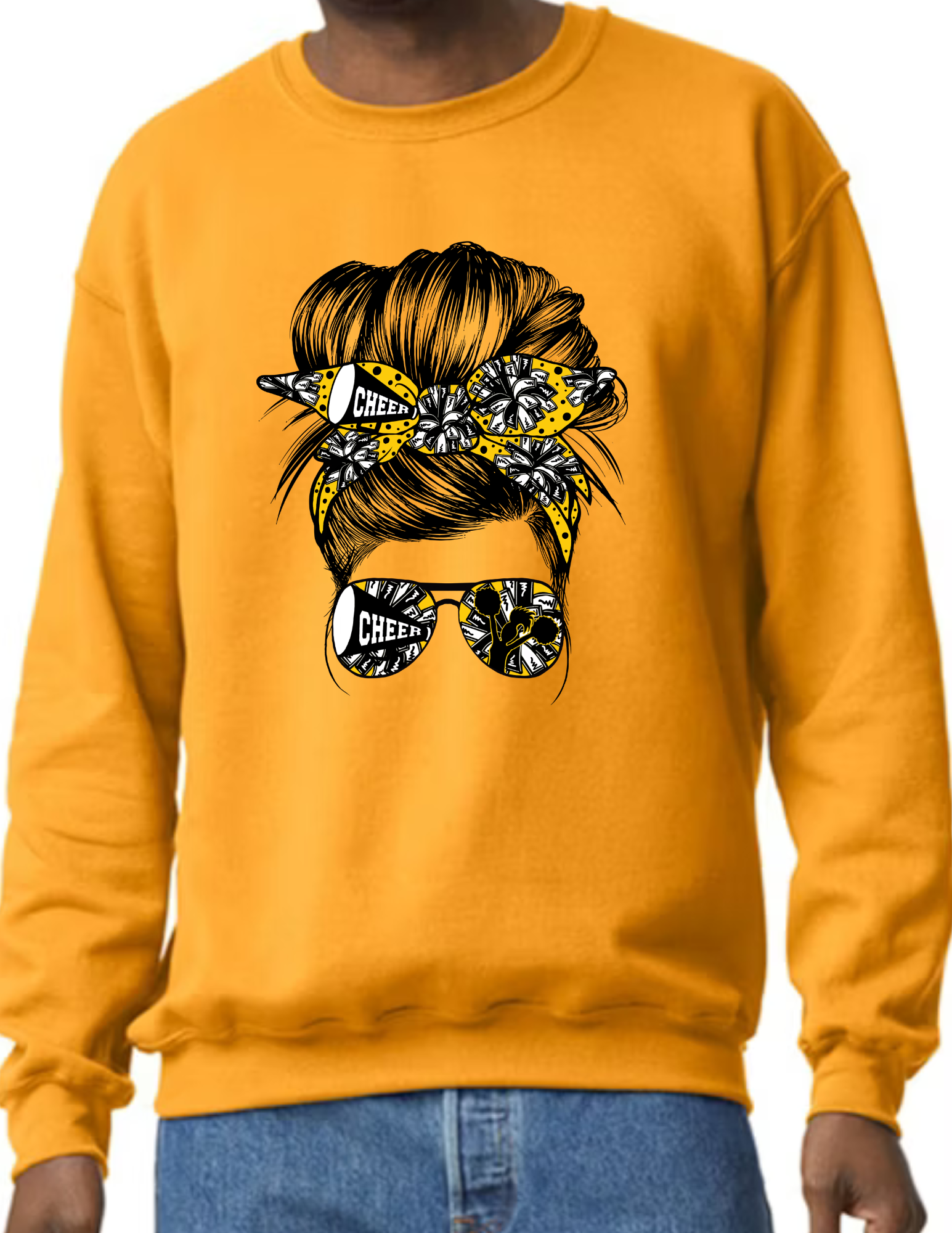 Cheer Mom Messy Bun- Gold