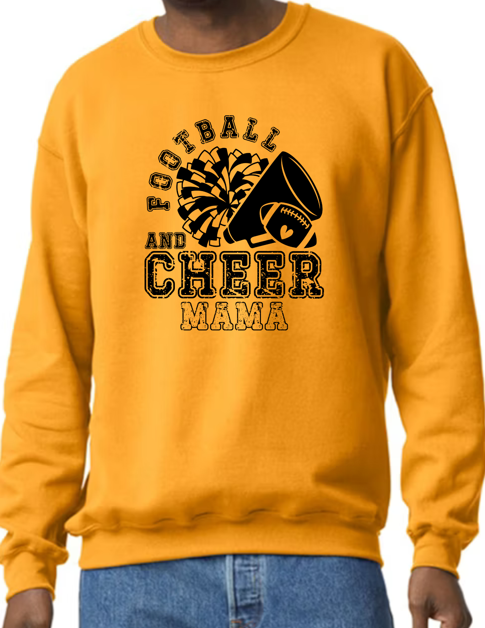 Football & Cheer Mom Throwback, Black- Gold