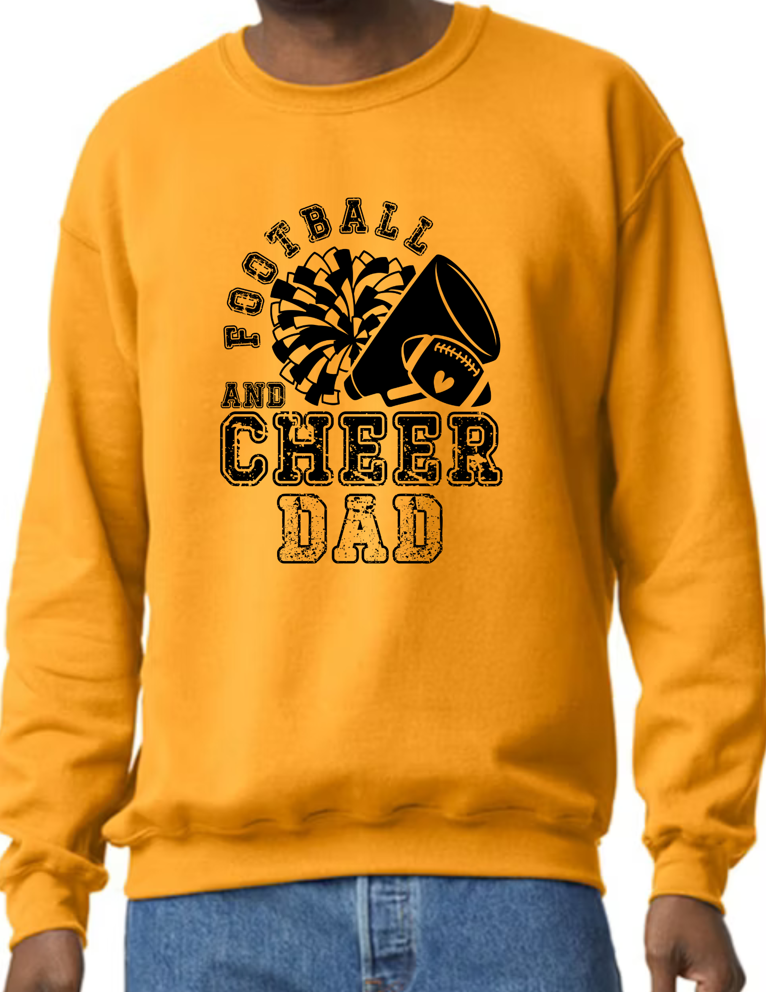Football & Cheer Dad Throwback,  Black- Gold (CUSTOMIZED NAME ON BACK)