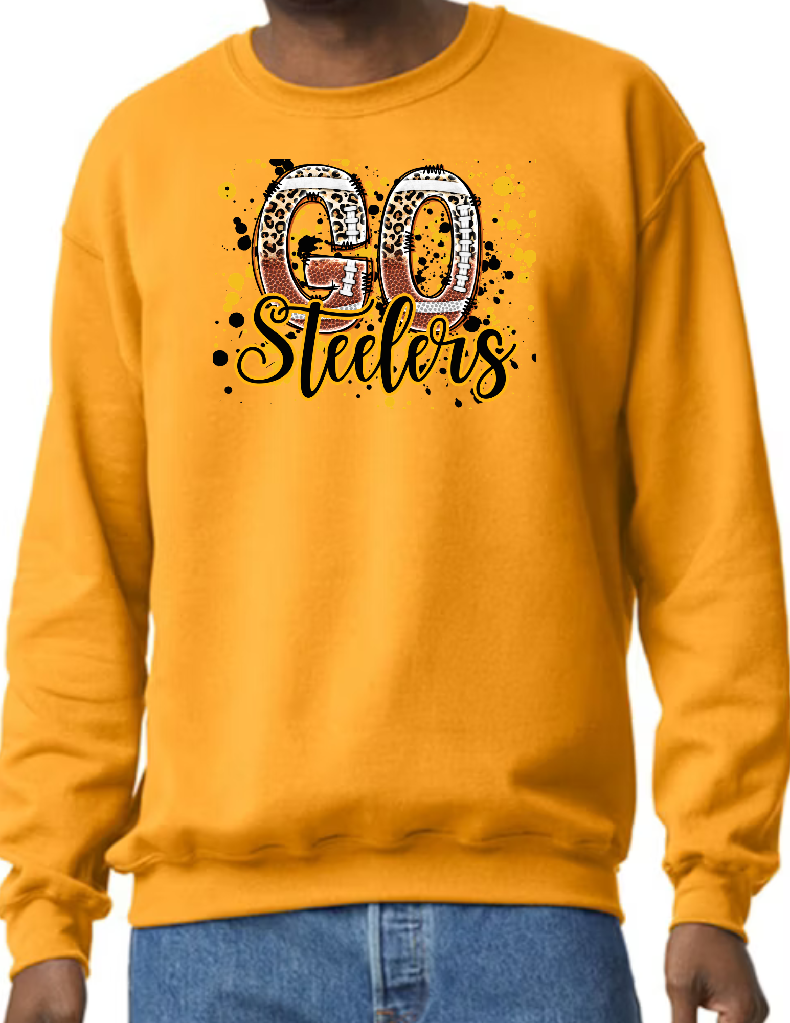 Go Steelers Spatter- Gold (CUSTOMIZED NAME ON BACK)