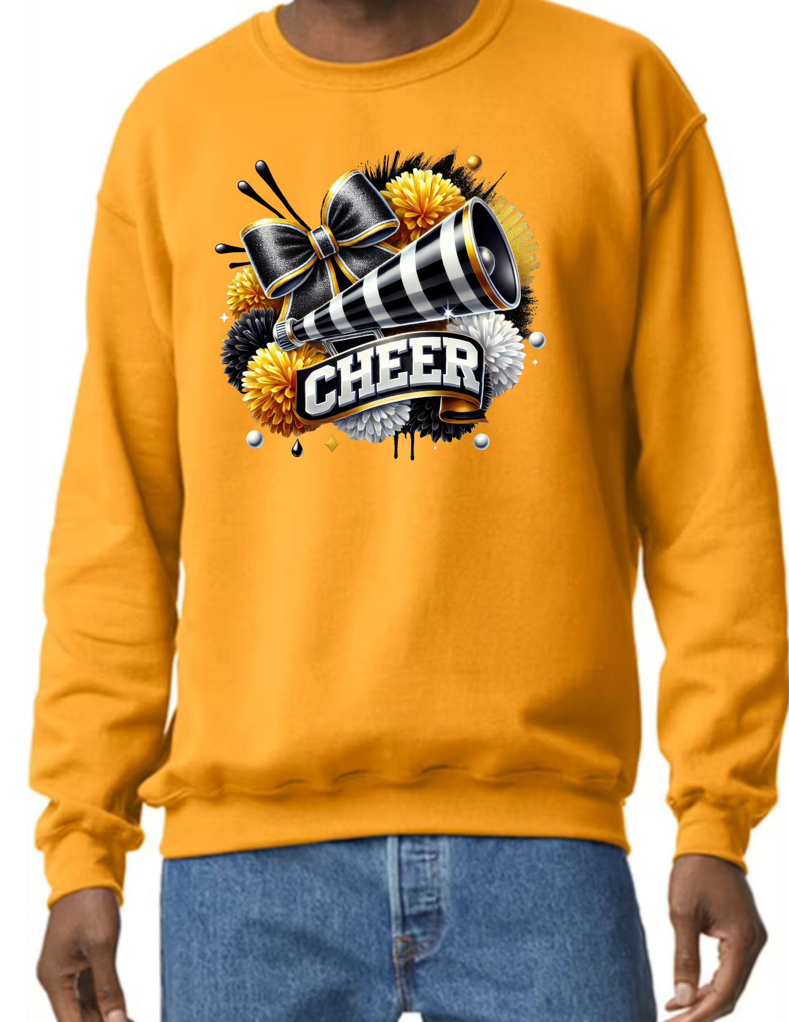 Cheer Cheerleading Design- Gold (CUSTOMIZED NAME ON BACK)