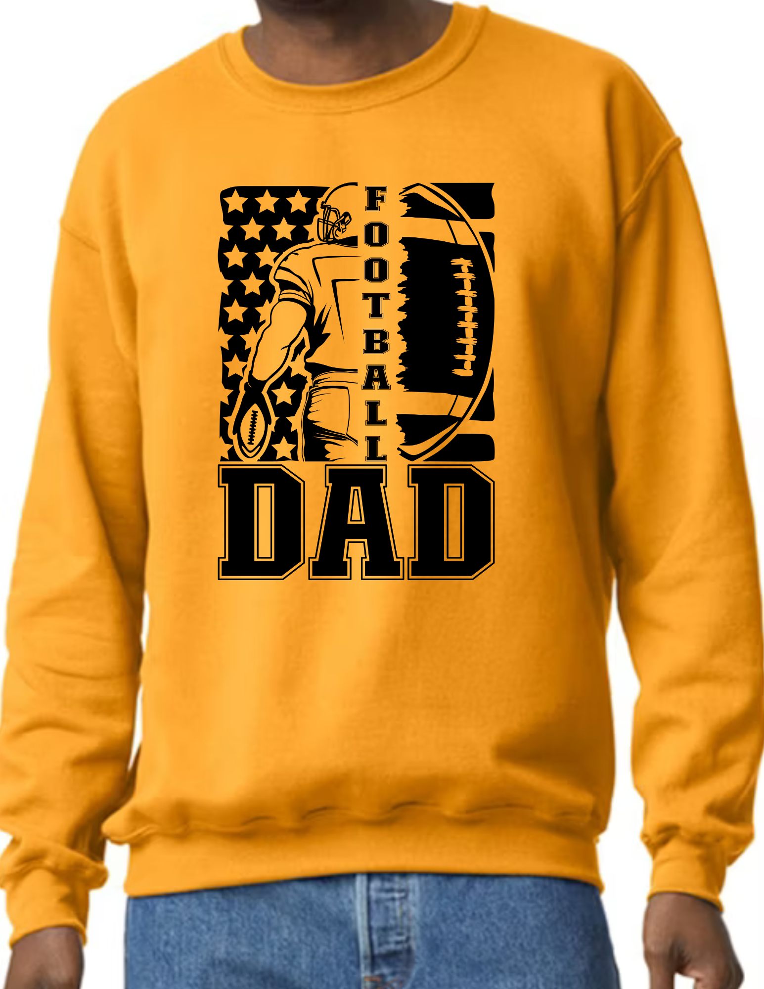 Football Dad Flag- Gold (CUSTOMIZED NAME ON BACK)