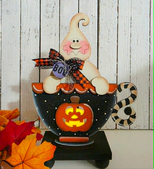 Ghost Tea Cup Tea Light Shelf Sitter Halloween Party Collection