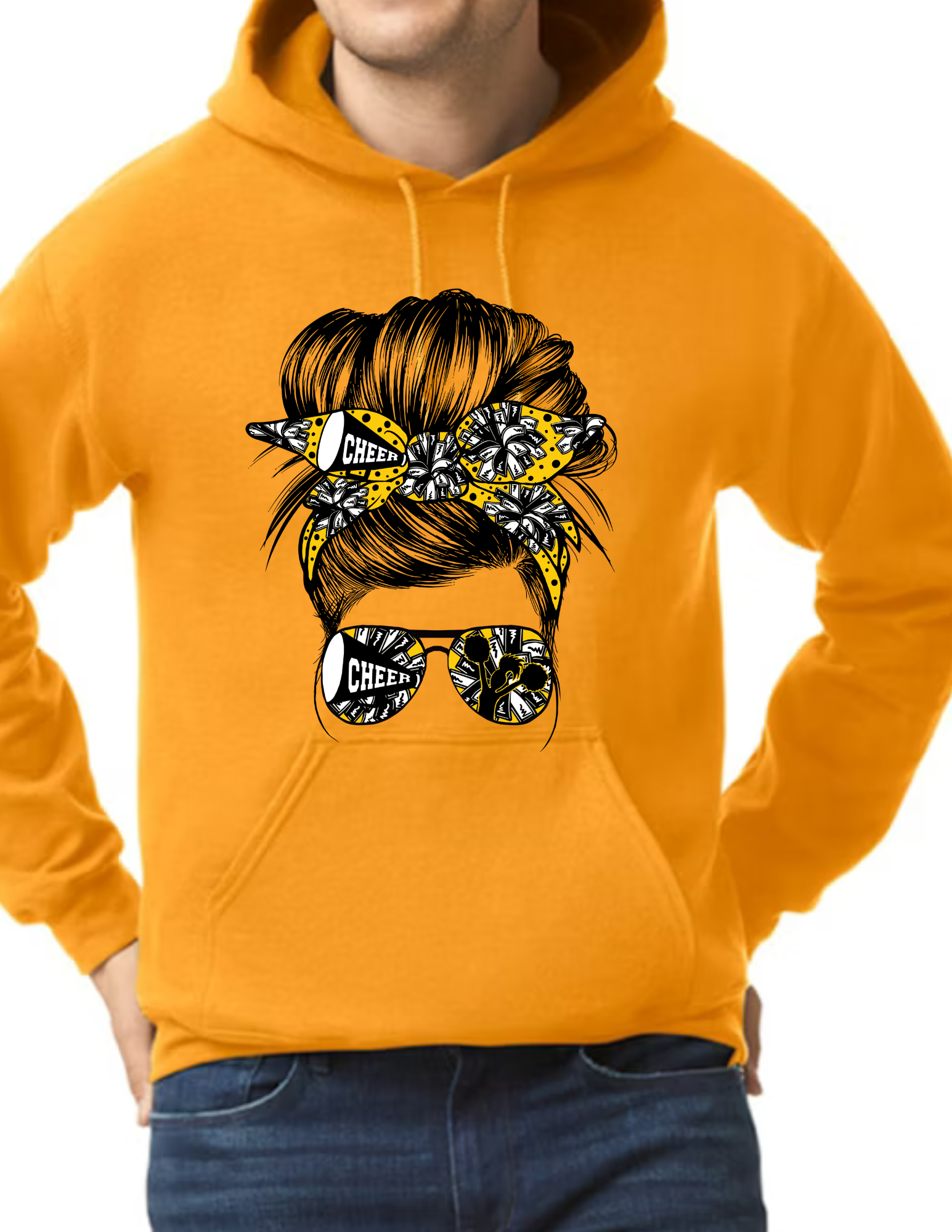 Cheer Mom Messy Bun- Gold