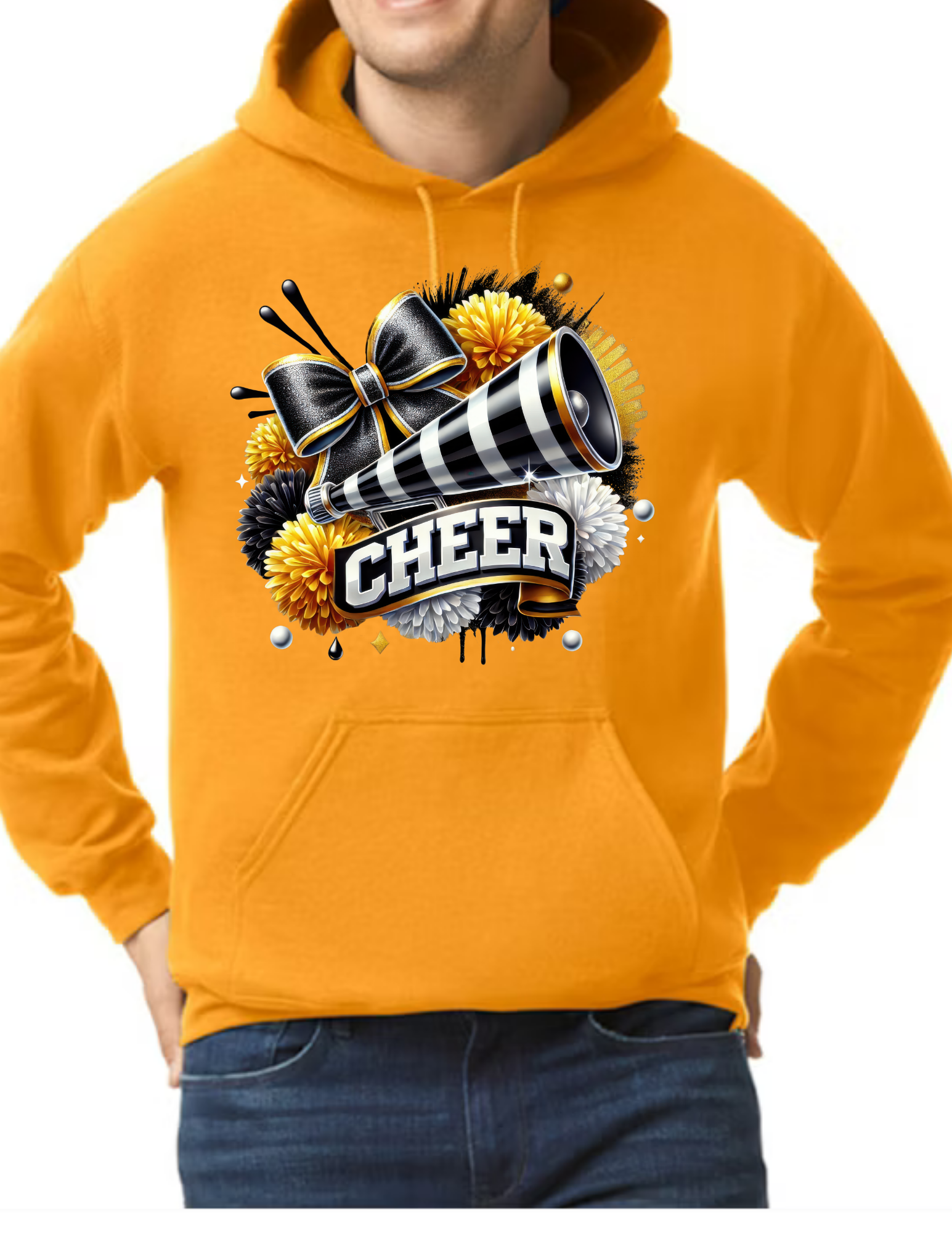 Cheer Cheerleading Design- Gold (CUSTOMIZED NAME ON BACK)
