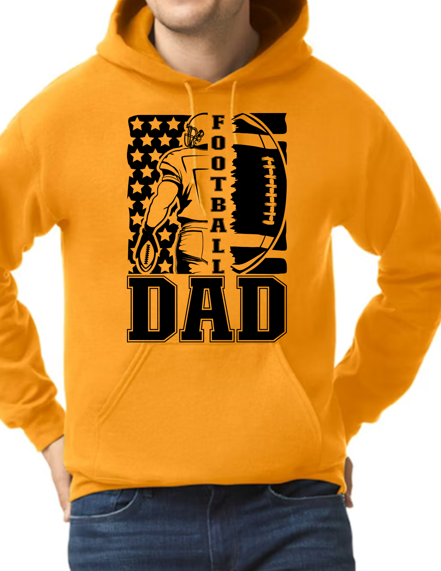 Football Dad Flag- Gold (CUSTOMIZED NAME ON BACK)