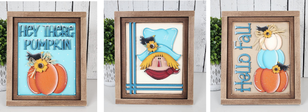 Fall Scarecrow Sign Trio with Stands OR Frames- DIY Blanks