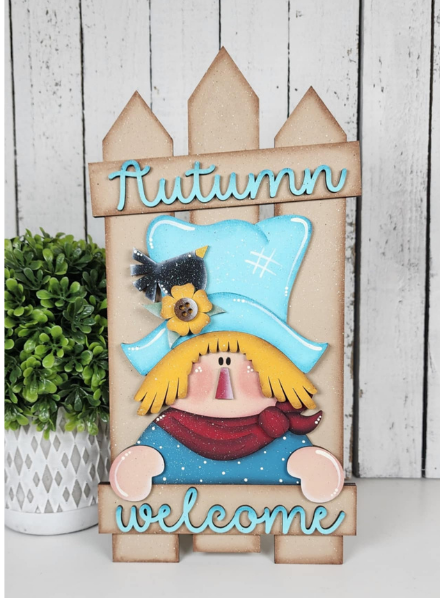 Fall Scarecrow Autumn Welcome Shelf Sitter- DIY Blank