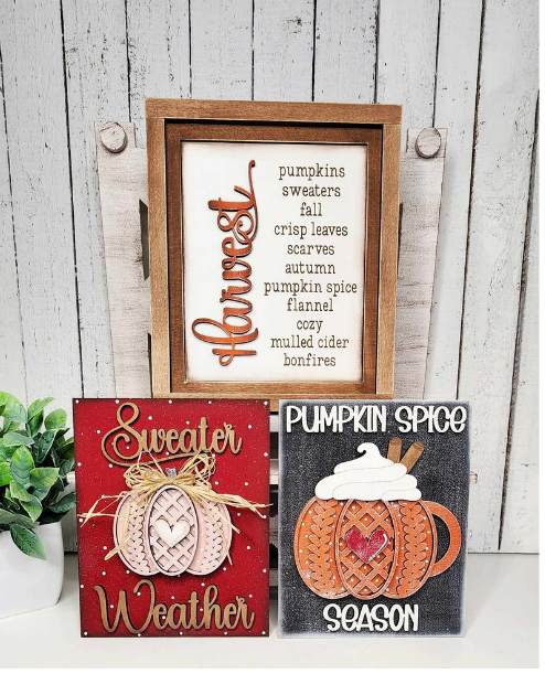 Apple Cider Harvest Sign Trio with Stands OR Frames - DIY Blanks