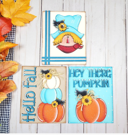Fall Scarecrow Sign Trio with Stands OR Frames- DIY Blanks