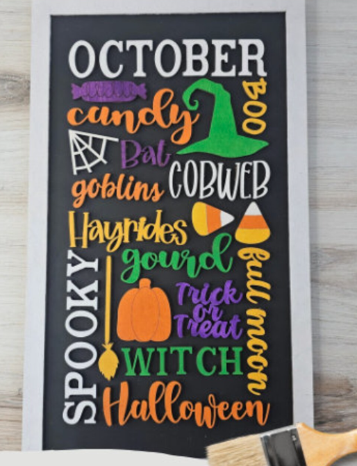 October Word Plaque- Paint Party Kit