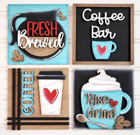 Coffee Set 1 Mix & Match Tiles& Quad Frame- DIY Blank