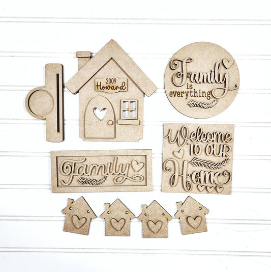 Family Home Tiered Tray Decor Set- DIY Blank