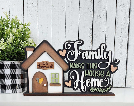 Family HomevTea Light (included) Shelf Sitter- Paint Party