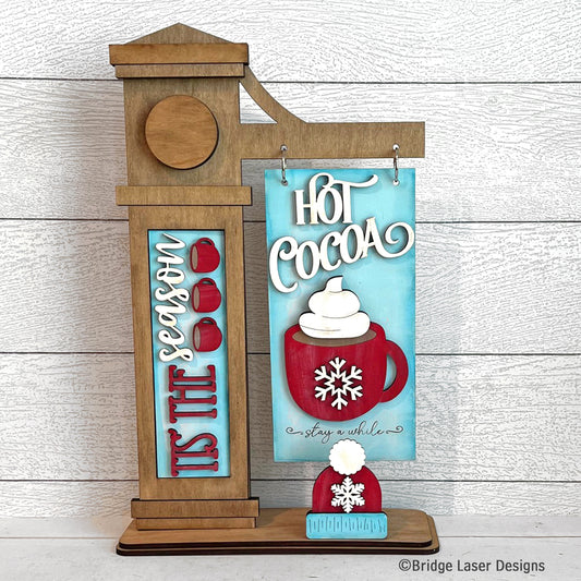 Interchangeable Post Sign & Merry & Bright Hot Cocoa Inserts- Paint Party Kit