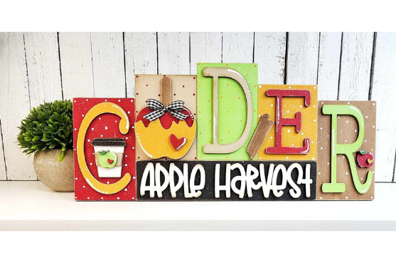 Apple Cider Harvest Word Block - Paint Party Kit