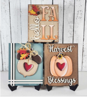 Fall Harvest Sign Trio with Stands OR Frames- Paint Party Kit
