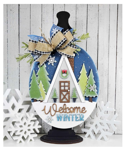 Winter Cabin Hanger- DIY Blank