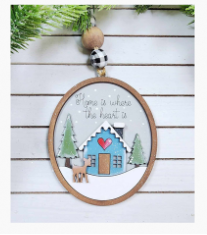 Winter Cabin Ornament- Paint Party Kit