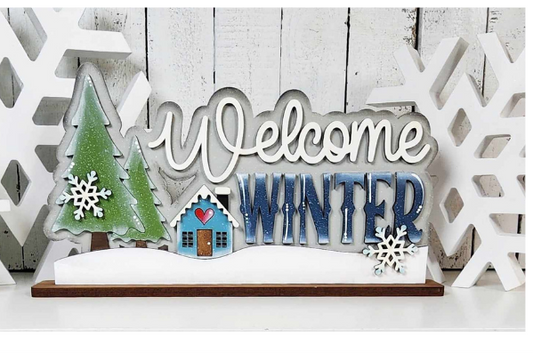 Winter Cabin Welcome Winter Shelf Sitter - Paint Party