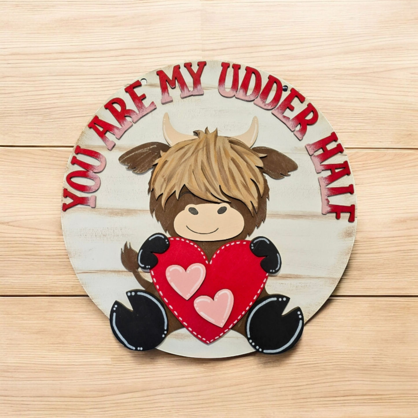 You Are My Udder Half Highland Cow Round- Paint Party Kit