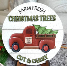 Christmas Tree Truck Round- DIY Blank