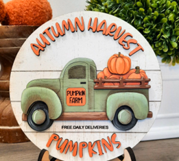 Autumn Harvest Pumpkin Truck Round- DIY Blank