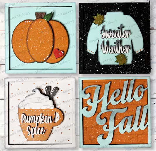 Pumpkin Spice Mix & Match Tiles & Quad Frame- Paint Party Kit
