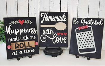 Kitchen Sign Trio with Stands OR Frames- Paint Party Kit
