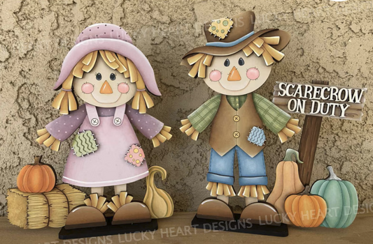 Mr & Mrs Scarecrow Standing Shelf Sitters- Paint Party Kit