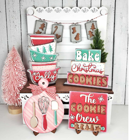 Christmas Baking Tiered Tray Decor Set
