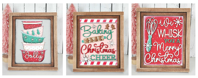Christmas Baking Sign Trio with Stands OR Frames- Paint Party Kit
