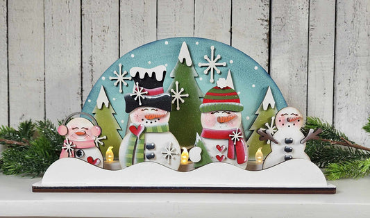 Snowman Flameless Tea Light Shelf Sitter- Paint Party