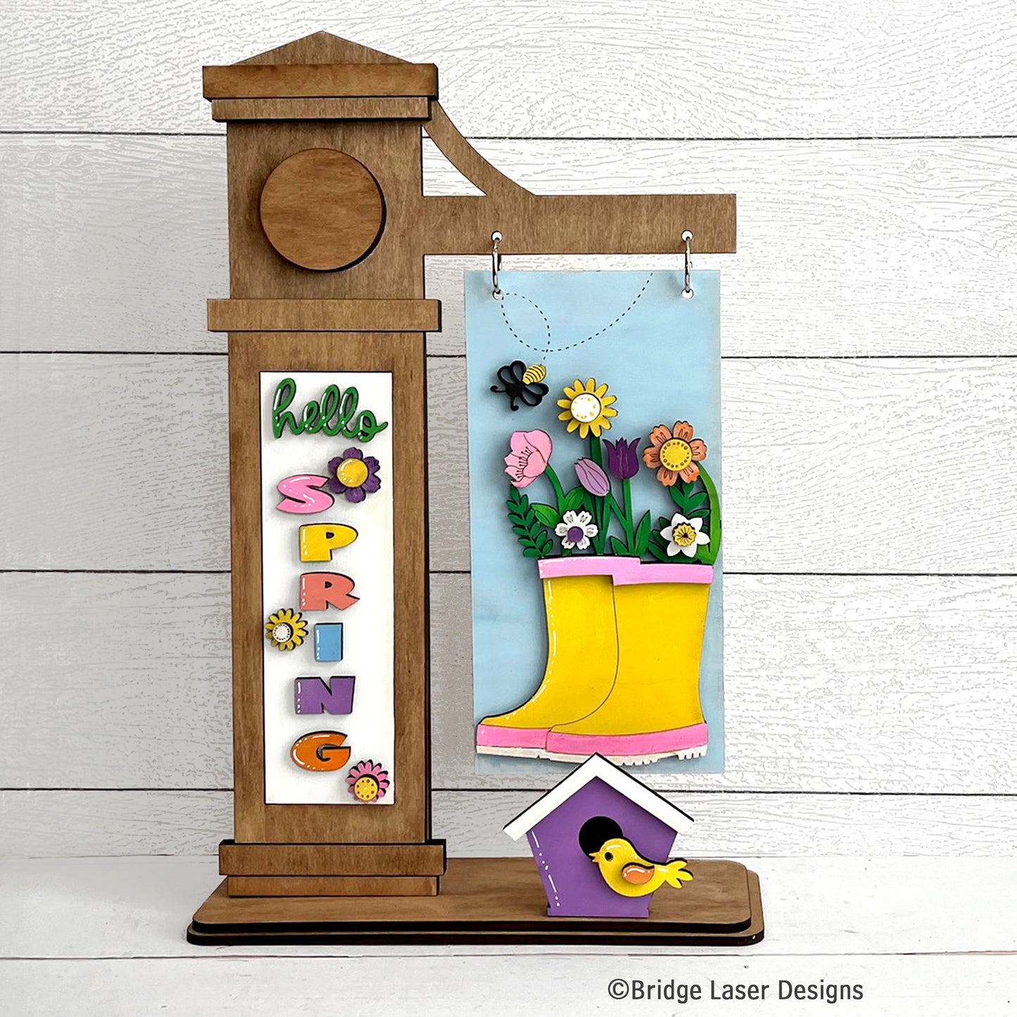 Interchangeable Post Sign & Hello Spring Boots Inserts- DIY Blank