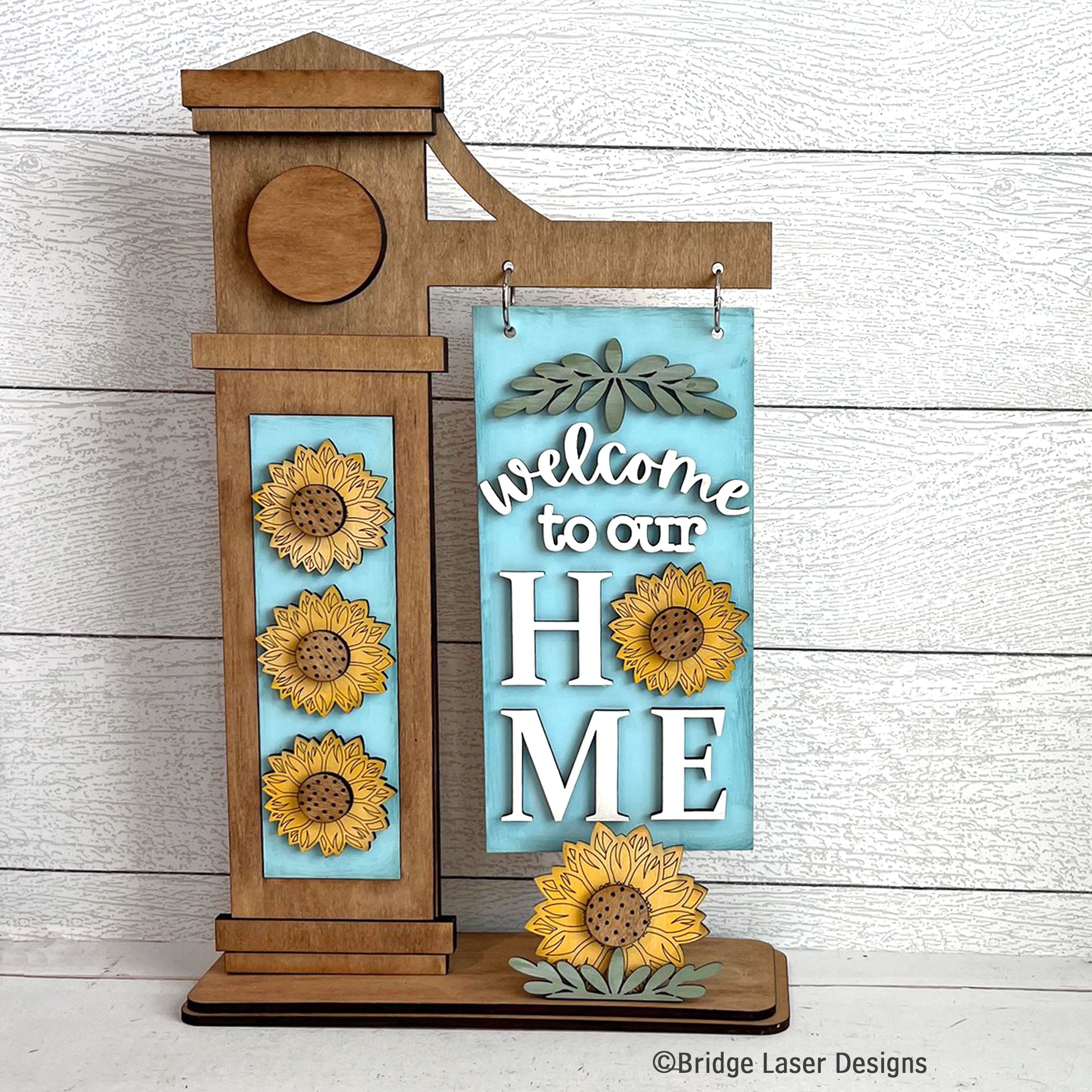 Interchangeable Post Sign & Home Sunflowers Inserts