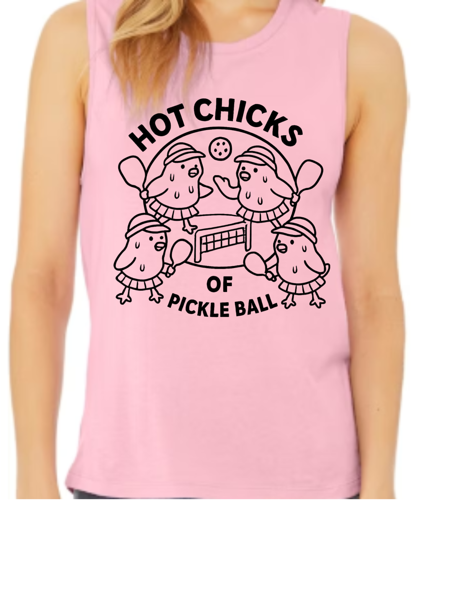 Hot Chicks Team Logo Jersey Tank Top (Black Outline)
