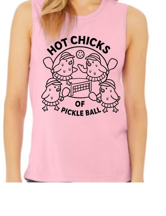 Hot Chicks Team Logo Jersey Tank Top (Black Outline)