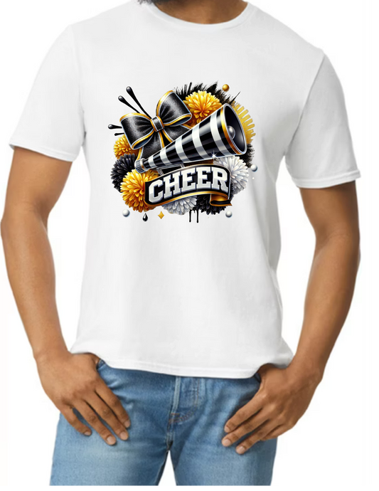 Cheer Cheerleading Design- White (CUSTOMIZED NAME ON BACK)
