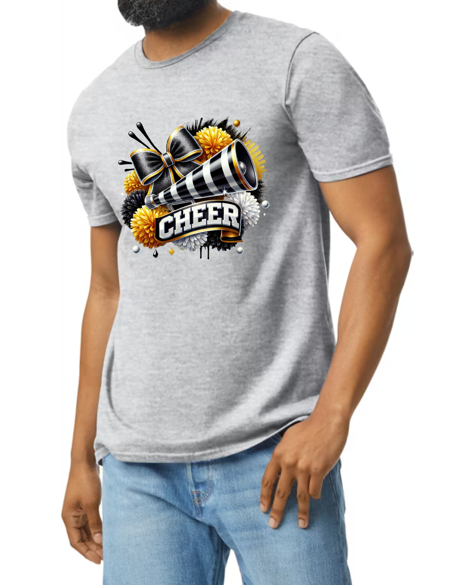 Cheer Cheerleading Design- Light Grey (CUSTOMIZED NAME ON BACK)