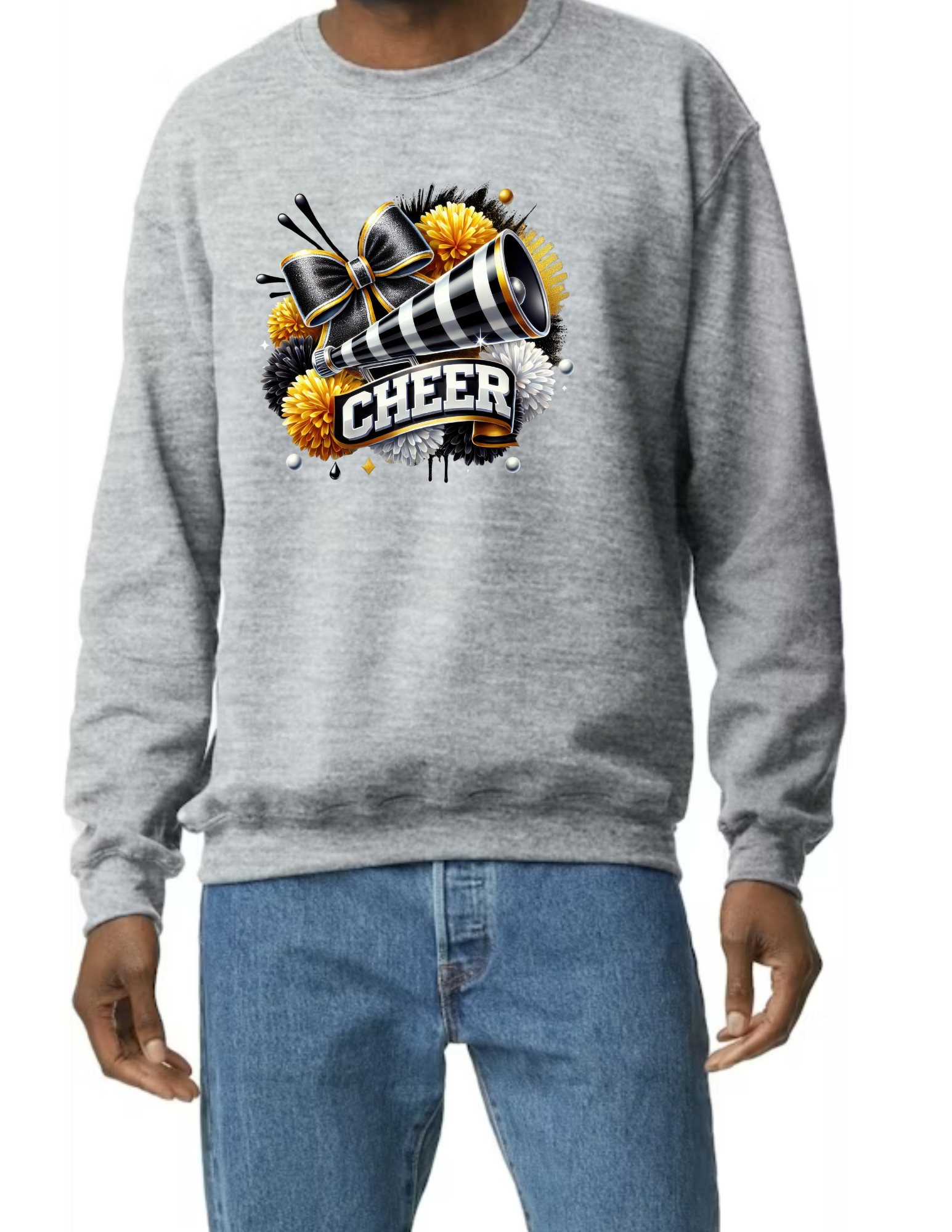 Cheer Cheerleading Design- Light Grey (CUSTOMIZED NAME ON BACK)