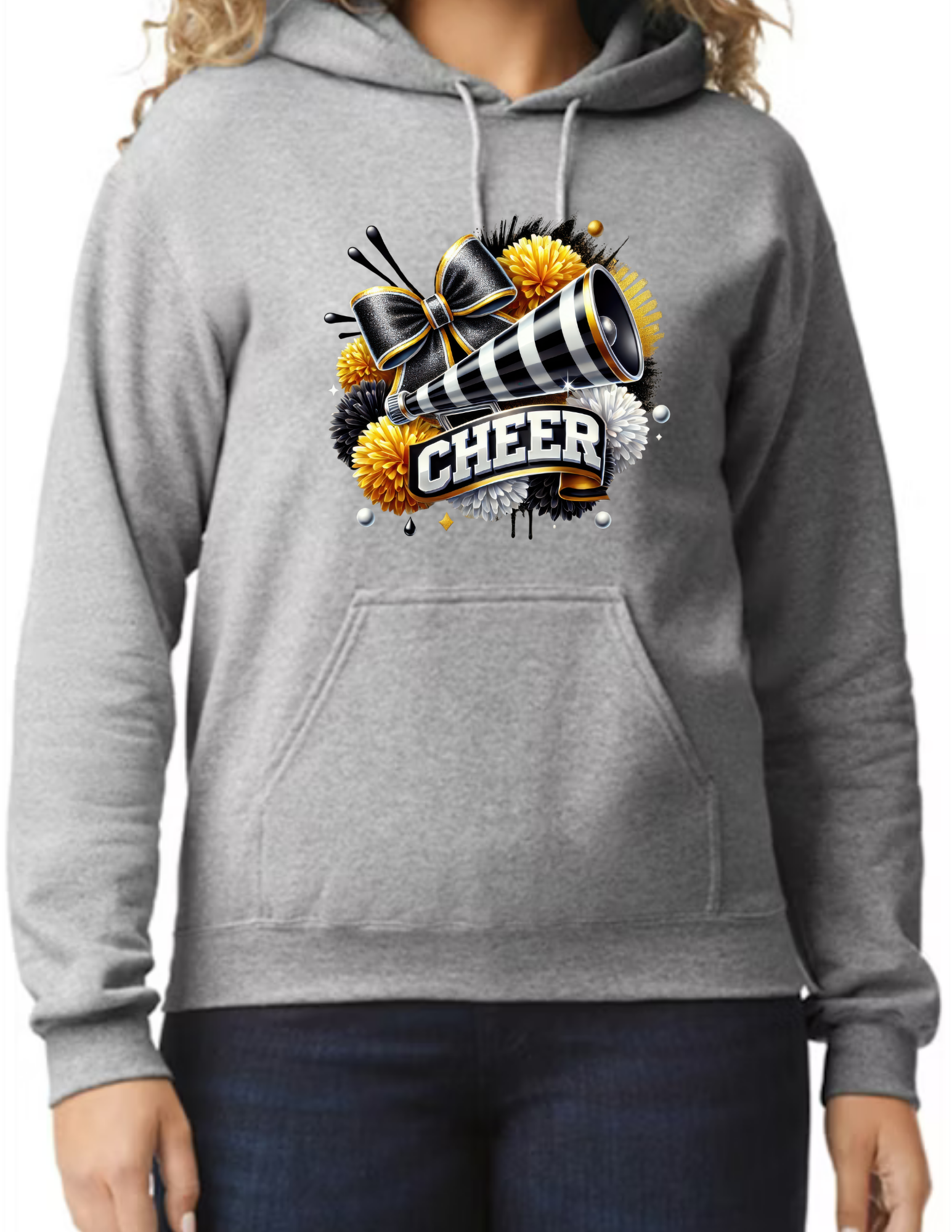 Cheer Cheerleading Design- Light Grey (CUSTOMIZED NAME ON BACK)