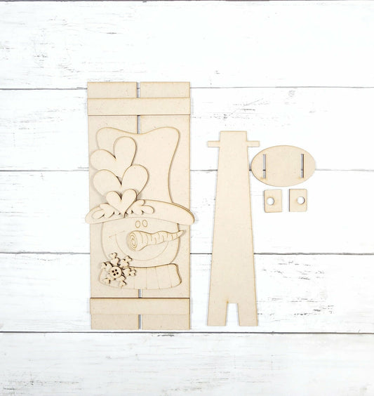 Snowman Valentine Pallet Shelf Sitter - DIY Blank