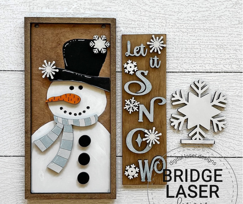 Interchangeable Post Sign & Let it Snow Inserts- DIY Blank