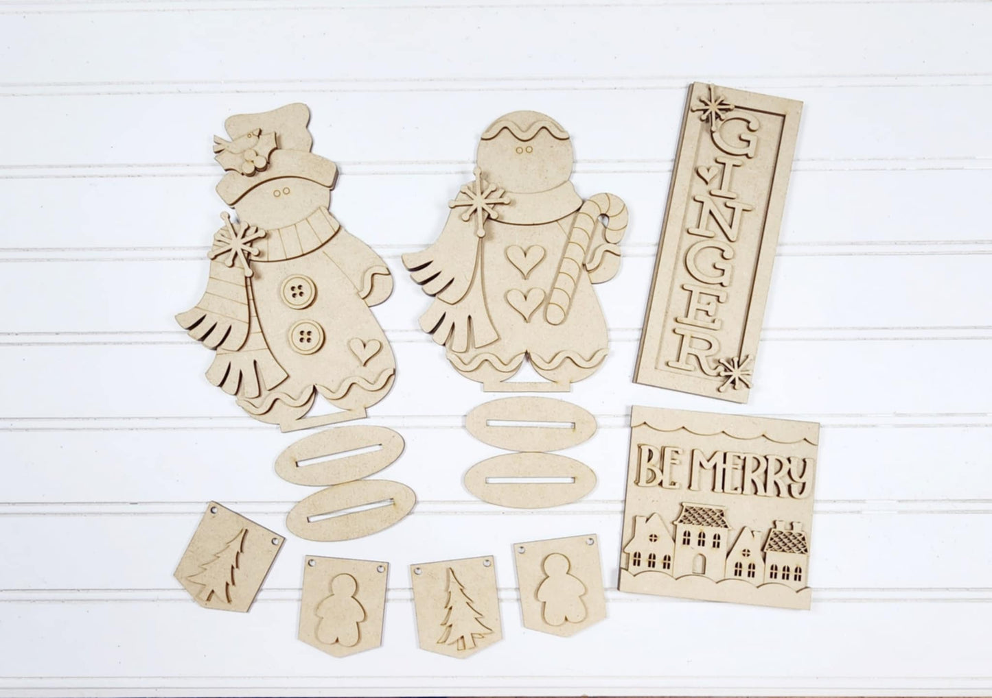 Victorian Gingerbread Christmas Tiered Tray Decor Set- DIY Blank
