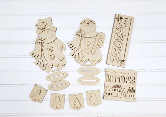 Victorian Gingerbread Christmas Tiered Tray Decor Set- DIY Blank