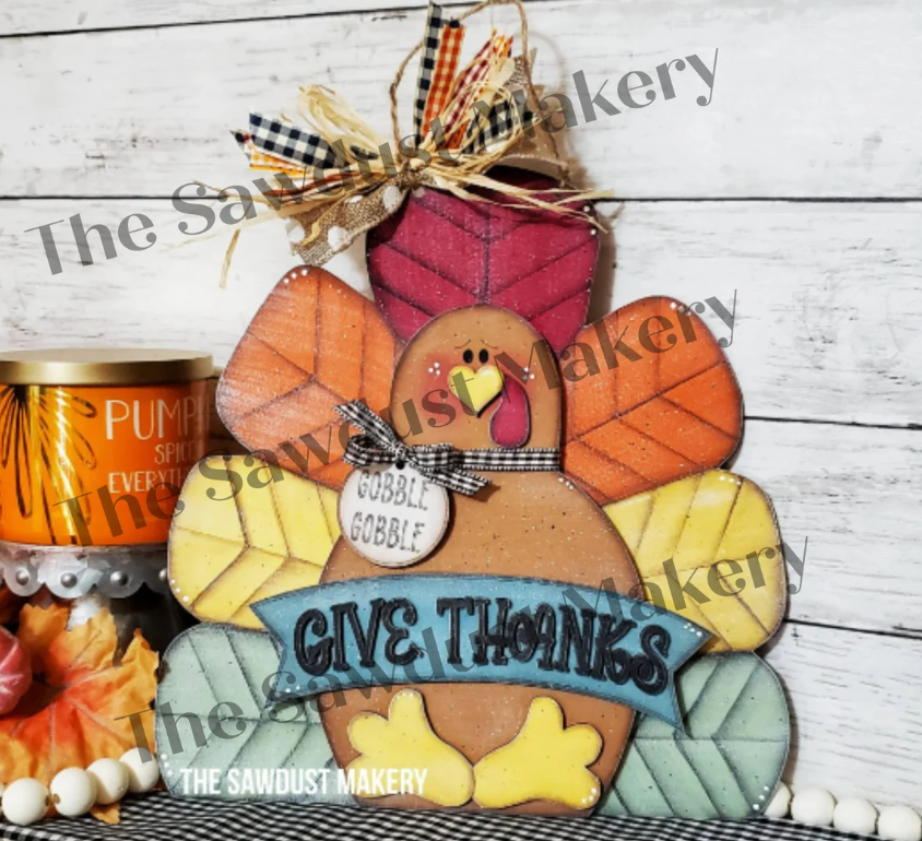 Give Thanks Turkey Hanger or Shelf Sitter- DIY Blank